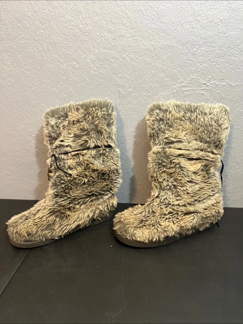 UNIONBAY Faux Fur Tall Cozy Boots in Taupe